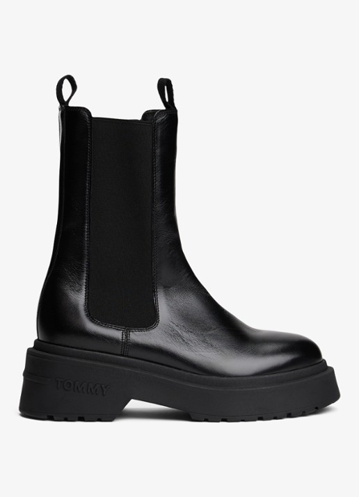 Tommy Hilfiger Chelsea boot van leer - detail 5 zwart