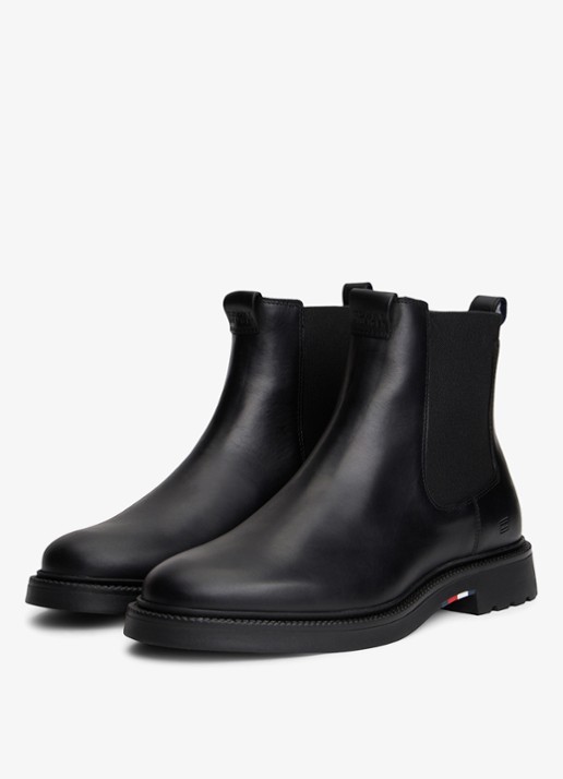 Tommy Hilfiger Chelsea boot van leer - detail 2 zwart