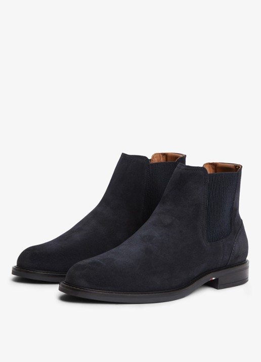 Tommy Hilfiger Chelsea boot van suède - detail donkerblauw