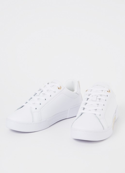 Tommy Hilfiger Chique Court sneaker van leer - detail wit