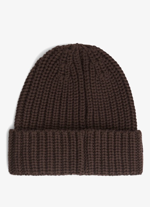 Tommy Hilfiger Chunky Rib-Knit Logo Beanie - achterkant 3 bruin
