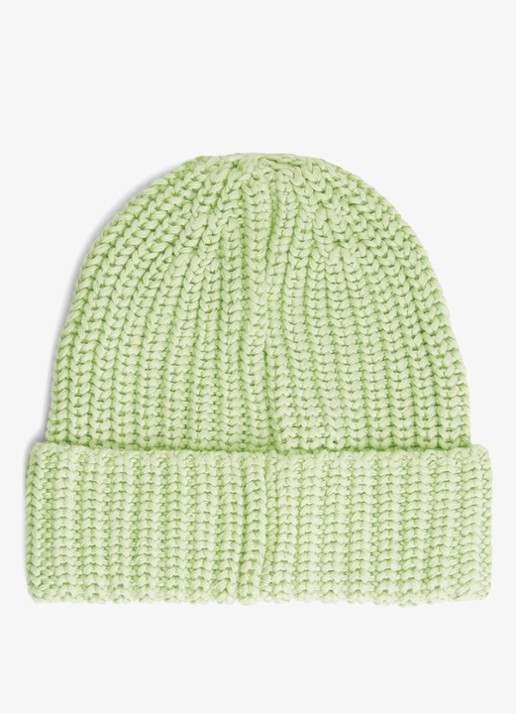 Tommy Hilfiger Chunky Rib-Knit Logo Beanie - achterkant 2 lindegroen