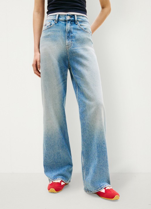 Tommy Hilfiger Claire high waist wide leg jeans met medium wassing