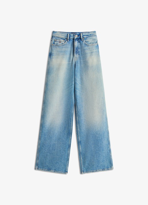 Tommy Hilfiger Claire high waist wide leg jeans met medium wassing  - voorkant donkerblauw