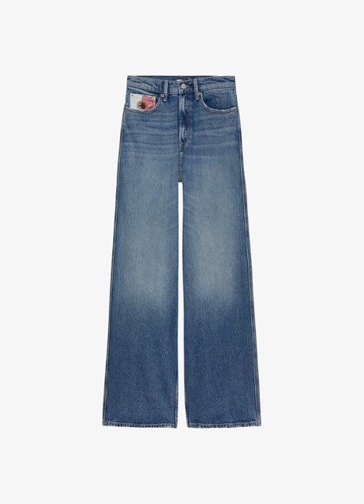 Tommy Hilfiger Claire high waist wide leg jeans met steekzakken - voorkant 5 indigo