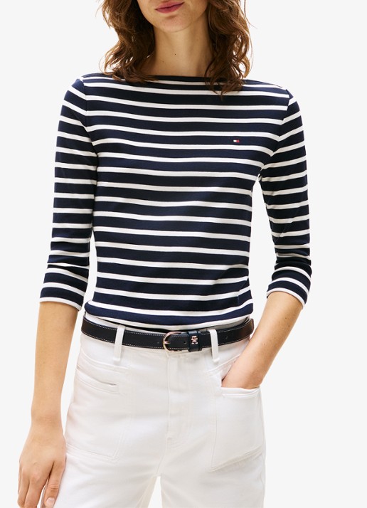 Tommy Hilfiger Cody longsleeve met logoborduring - detail 8 donkerblauw/gebroken wit