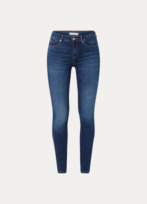 Tommy Hilfiger Como mid waist skinny jeans met donkere wassing - voorkant 4 indigo