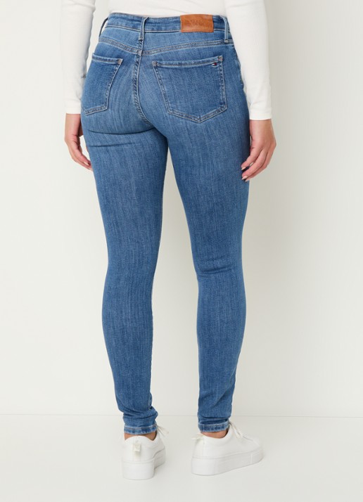 Tommy Hilfiger Como mid waist skinny jeans met medium wassing - achterkant 4 indigo