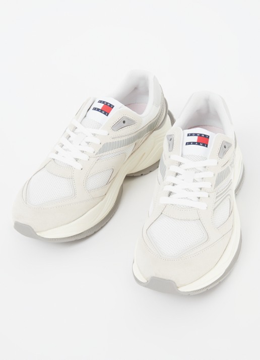Tommy Hilfiger Confortable Runner sneaker met suède details - detail creme