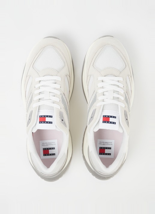 Tommy Hilfiger Confortable Runner sneaker met suède details - detail 2 creme