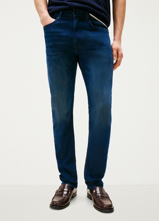 Tommy Hilfiger Core Bleecker slim fit jeans met donkere wassing - detail 6 indigo