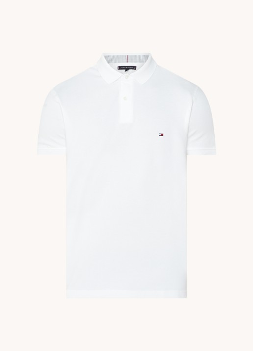 Tommy Hilfiger Core regular fit polo van piqué katoen met logoborduring - voorkant 3 white-ybr / wit