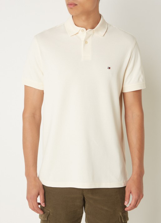 Tommy Hilfiger Core regular fit polo van piqué katoen met logoborduring - detail calico-aef / beige