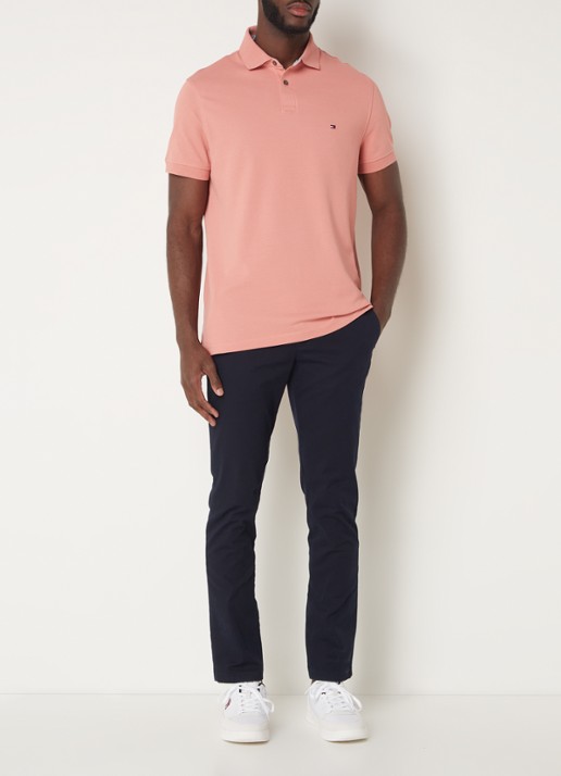 Tommy Hilfiger Core regular fit polo van piqué katoen met logoborduring - voorkant 2 teaberry blossom / roze