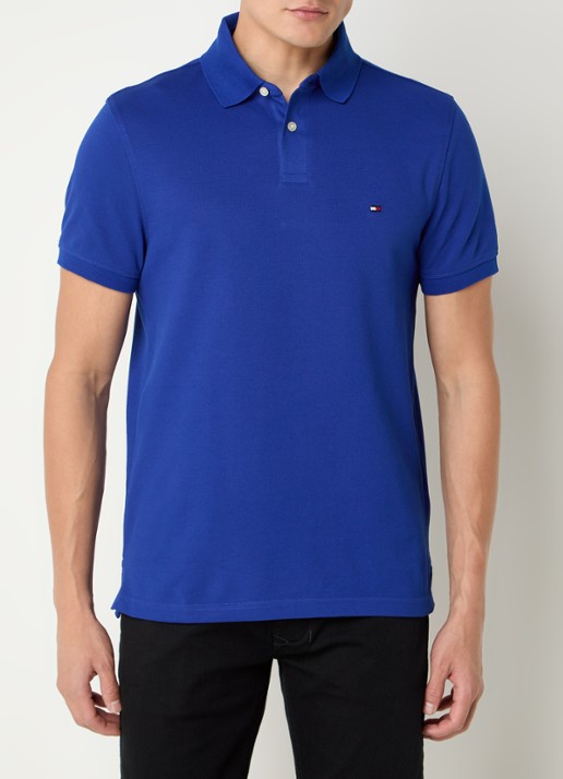 Tommy Hilfiger Core regular fit polo van piqué katoen met logoborduring - detail 2 wedge blue-d03 / blauw