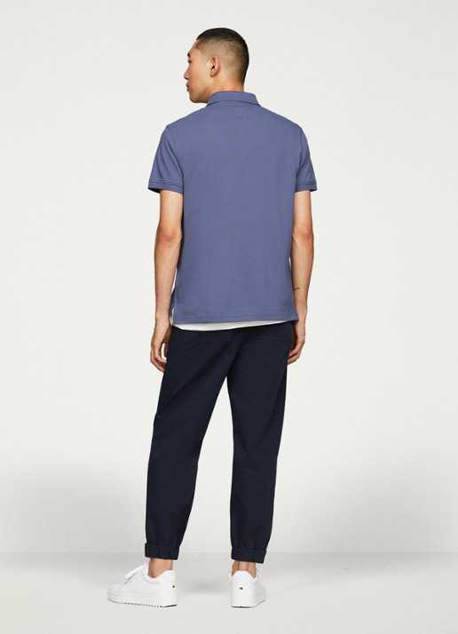 Tommy Hilfiger Core regular fit polo van piqué katoen met logoborduring - achterkant faded indigo-c9t / blauw