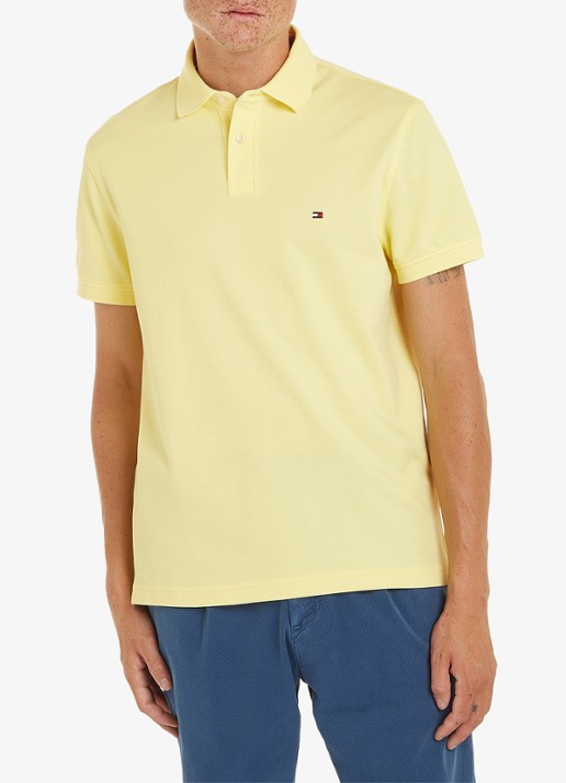 Tommy Hilfiger Core regular fit polo van piqué katoen met logoborduring - detail 2 yellow tulip / geel