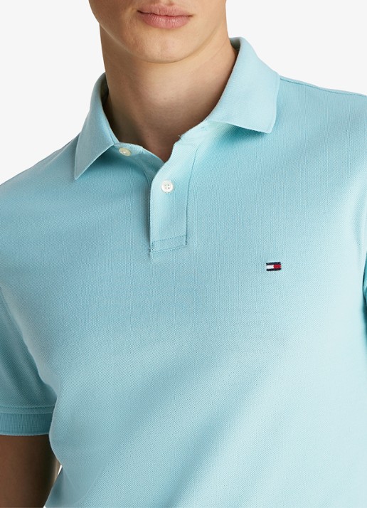 Tommy Hilfiger Core regular fit polo van piqué katoen met logoborduring - detail 4 tradewinds aqua / blauw