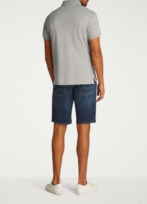Tommy Hilfiger Core regular fit polo van piqué katoen met logoborduring - achterkant light grey heather-p01 / grijs