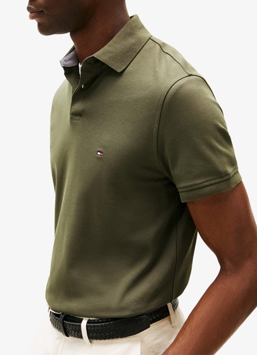 Tommy Hilfiger Core regular fit polo van piqué katoen met logoborduring - detail 5 platinum olive-rbn / groen