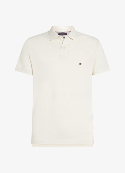 Tommy Hilfiger Core regular fit polo van piqué katoen met logoborduring - voorkant 5 ivory petal-z00 / wit
