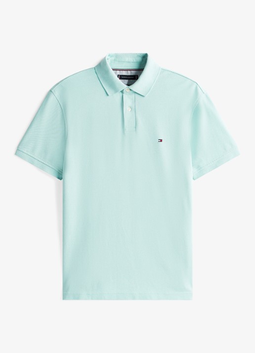 Tommy Hilfiger Core regular fit polo van piqué katoen met logoborduring - voorkant 3 cool sky-l8o / groen