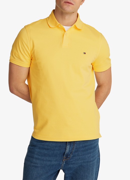 Tommy Hilfiger Core regular fit polo van piqué katoen met logoborduring - detail citronella / geel