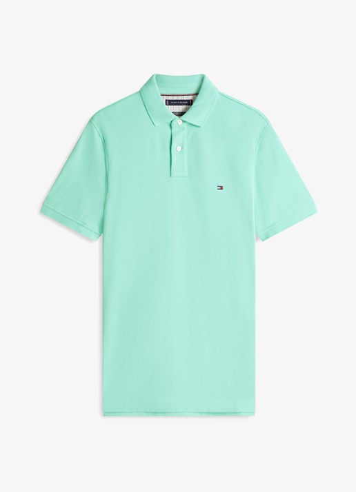 Tommy Hilfiger Core regular fit polo van piqué katoen met logoborduring - voorkant 2 arctic aqua-csr / blauw