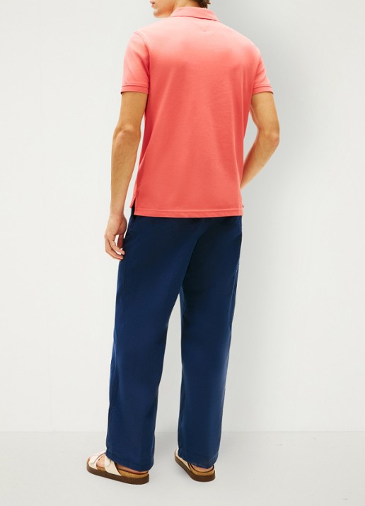 Tommy Hilfiger Core regular fit polo van piqué katoen met logoborduring - achterkant 4 vintage red-xks / rood