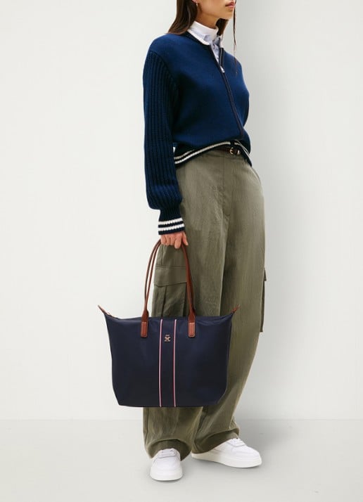 Tommy Hilfiger Corporate tot shopper met logo - voorkant 5 donkerblauw