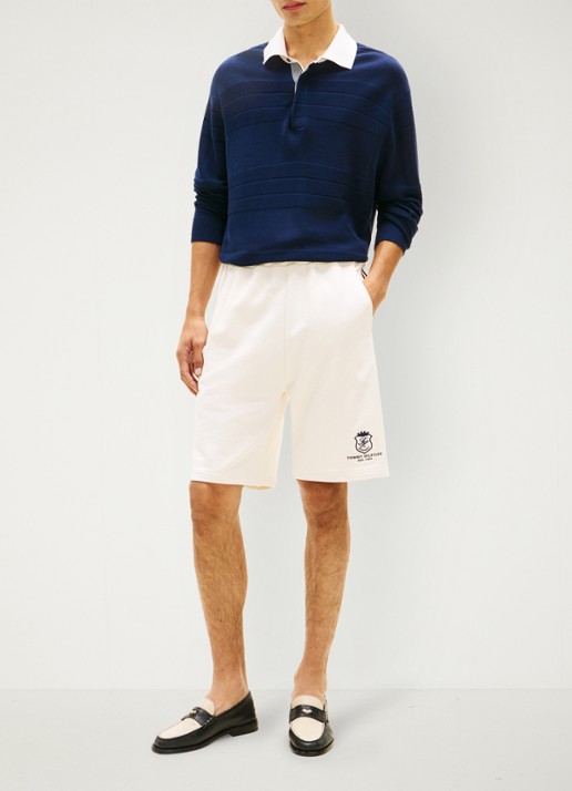 Tommy Hilfiger Country Club loose fit korte broek met logoborduring - voorkant 5 wit
