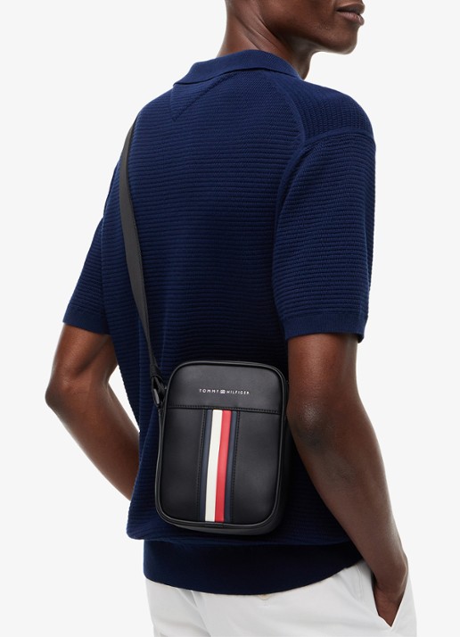 Tommy Hilfiger Crossbodytas met logo - voorkant 4 diepzwart