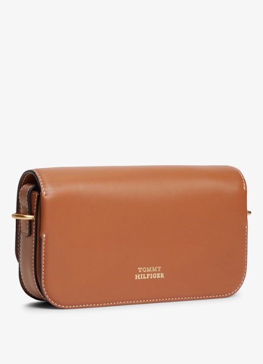 Tommy Hilfiger Crossbodytas van leer met logo - detail 2 bruin