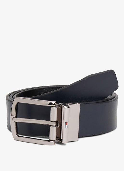 Tommy Hilfiger Denton reversible riem van leer - voorkant 4 donkerblauw