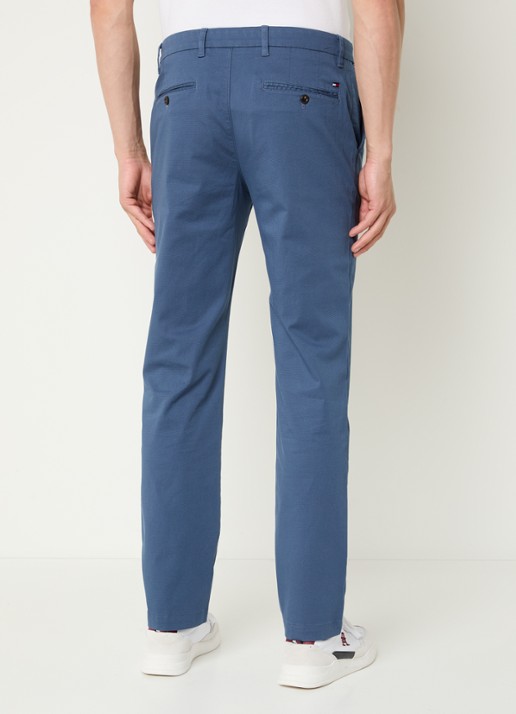 Tommy Hilfiger Denton slim fit chino met steekzakken  - achterkant staalblauw