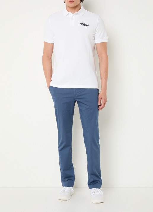 Tommy Hilfiger Denton slim fit chino met steekzakken  - voorkant 3 staalblauw