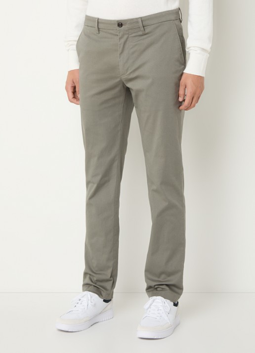 Tommy Hilfiger Denton slim fit chino met steekzakken  - detail olijfgroen