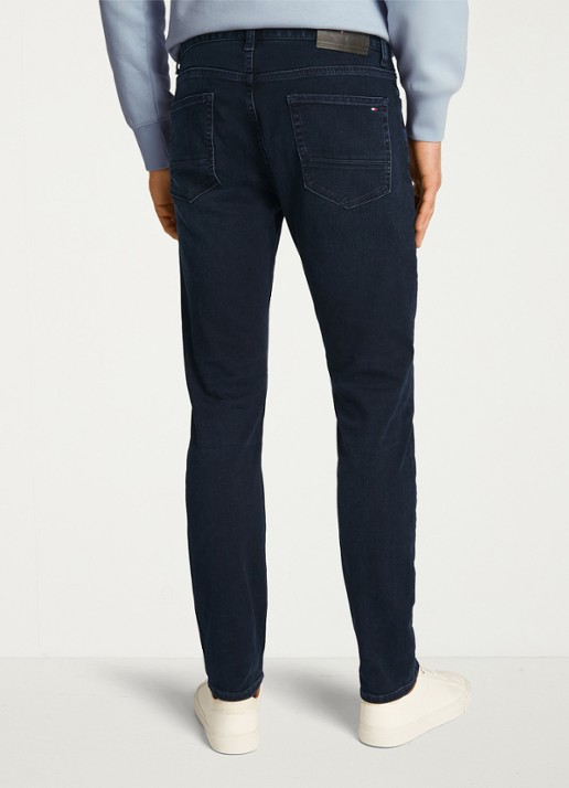 Tommy Hilfiger Denton slim fit jeans met steekzakken - achterkant donkerblauw