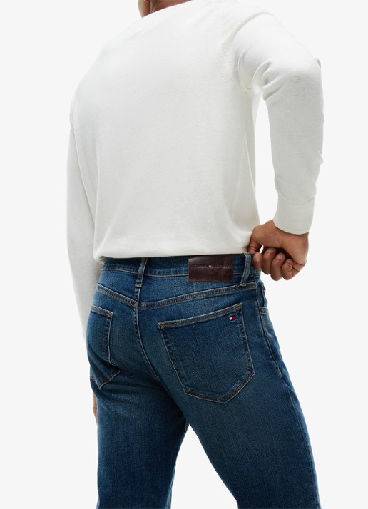 Tommy Hilfiger Denton slim-straight fit jeans met medium wassing - detail 6 indigo