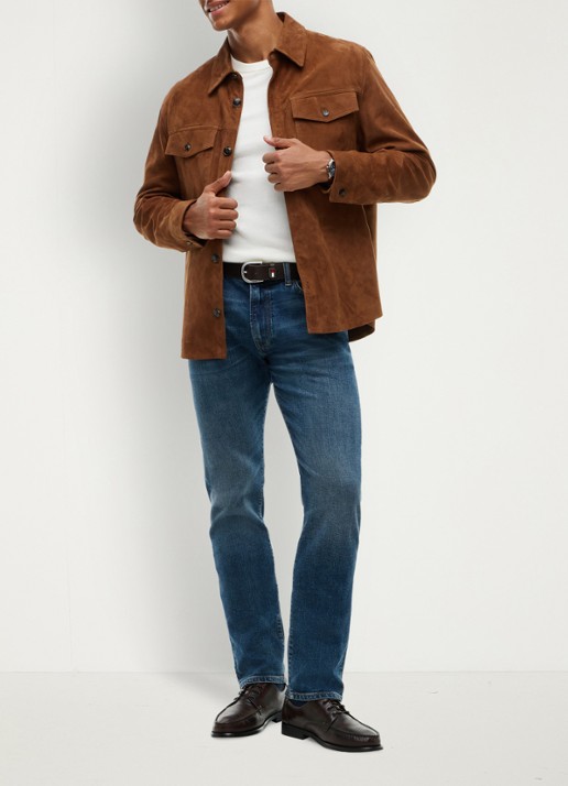 Tommy Hilfiger Denton slim-straight fit jeans met medium wassing - voorkant 9 indigo