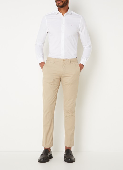 Tommy Hilfiger Denton straight fit chino met steekzakken - voorkant 3 khaki