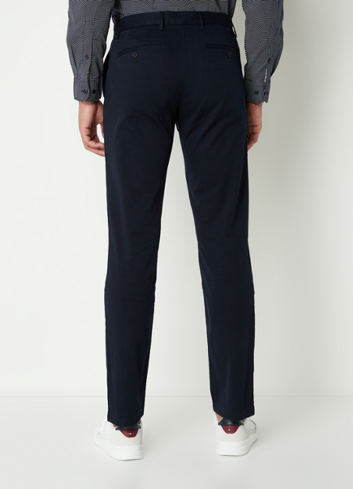 Tommy Hilfiger Denton straight fit chino met steekzakken - achterkant donkerblauw