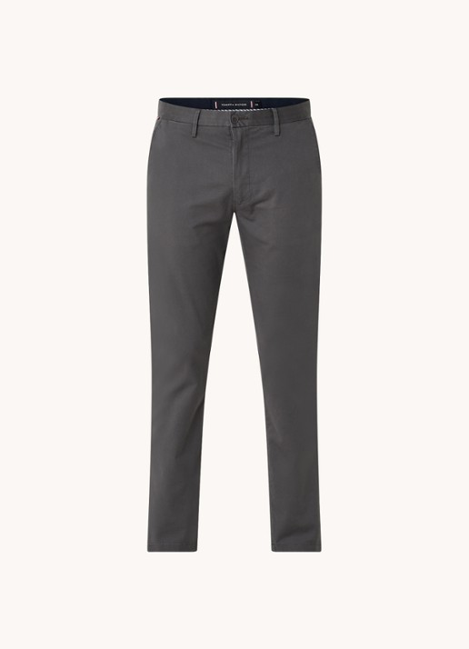 Tommy Hilfiger Denton straight fit chino met steekzakken - voorkant donkergrijs