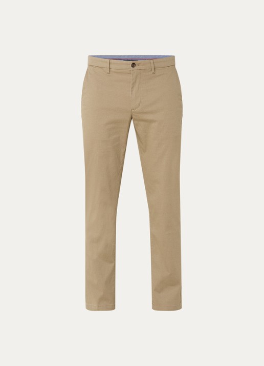 Tommy Hilfiger Denton straight fit chino met steekzakken - voorkant khaki