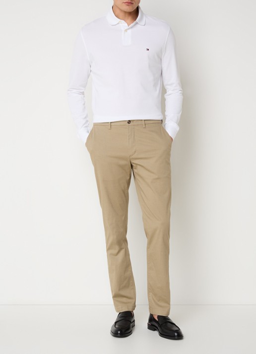 Tommy Hilfiger Denton straight fit chino met steekzakken - voorkant 2 khaki