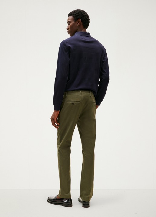 Tommy Hilfiger Denton straight fit chino met steekzakken - achterkant 8 mosgroen