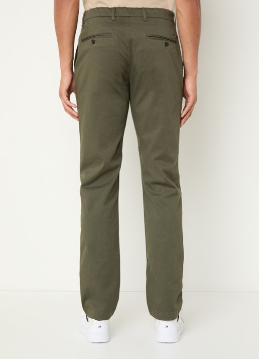 Tommy Hilfiger Denton straight fit chino met steekzakken - achterkant 9 mosgroen