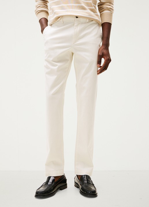 Tommy Hilfiger Denton straight fit chino met steekzakken - detail beige