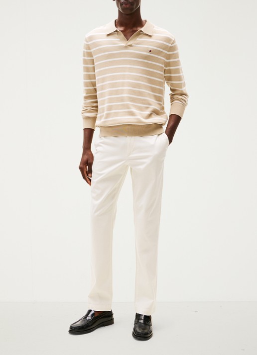 Tommy Hilfiger Denton straight fit chino met steekzakken - voorkant 5 beige