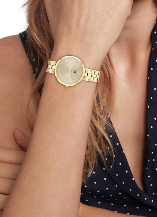 Tommy Hilfiger Ella horloge TH1782685  - voorkant 4 goud